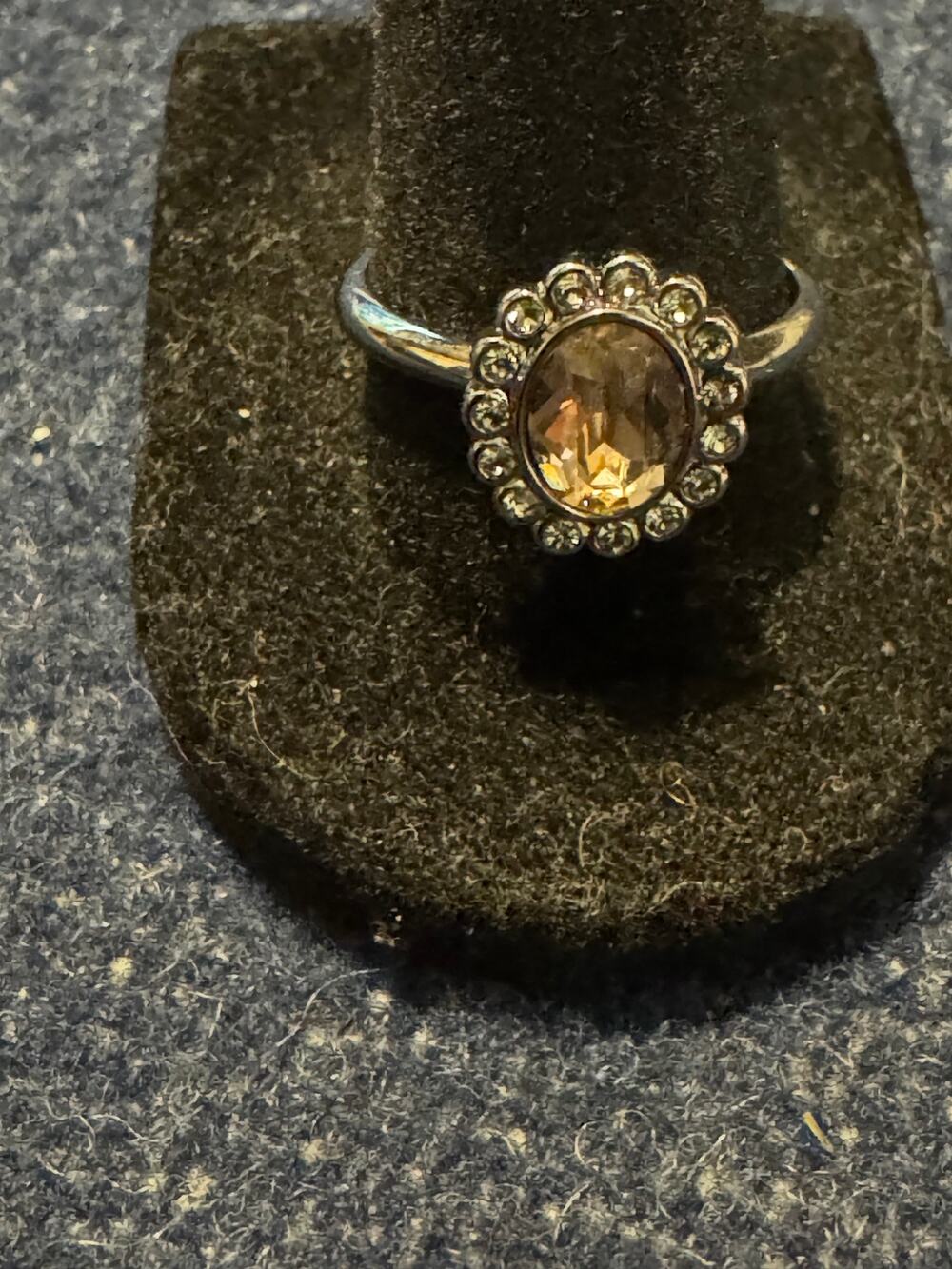 Swarovski Halo Cocktail Ring Oval Peach Center Stone